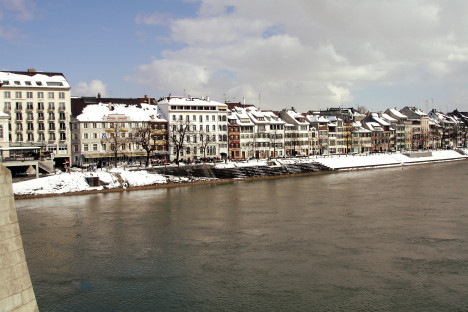 Basel, Rhein, Winter